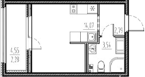 Планировка — Новый Московский, Студия, 20 м²