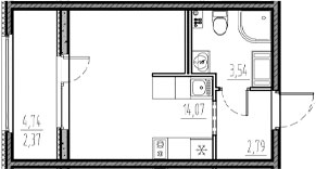 Планировка — Новый Московский, Студия, 20 м²