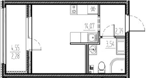 Планировка — Новый Московский, Студия, 20 м²