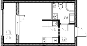 Планировка — Новый Московский, Студия, 20 м²