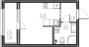 Планировка — Новый Московский, Студия, 20 м²