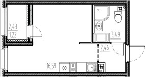 Планировка — Новый Московский, Студия, 23 м²