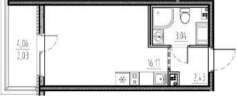 Планировка — Новый Московский, Студия, 22 м²