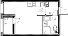 Планировка — Новый Московский, Студия, 23 м²