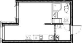 Планировка — Новый Московский, Студия, 23 м²