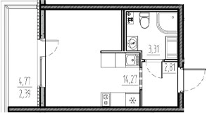 Планировка — Новый Московский, Студия, 20 м²