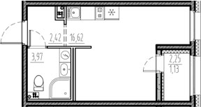 Планировка — Новый Московский, Студия, 23 м²