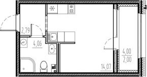 Планировка — Новый Московский, Студия, 21 м²