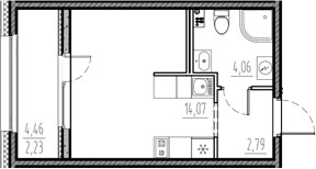 Планировка — Новый Московский, Студия, 21 м²