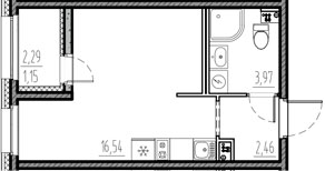 Планировка — Новый Московский, Студия, 23 м²