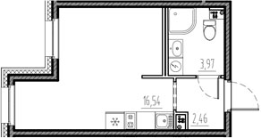 Планировка — Новый Московский, Студия, 23 м²