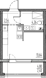 Планировка — Новый Московский, Студия, 20 м²