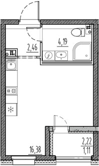 Планировка — Новый Московский, Студия, 23 м²