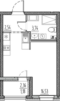Планировка — Новый Московский, Студия, 23 м²