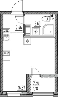 Планировка — Новый Московский, Студия, 23 м²