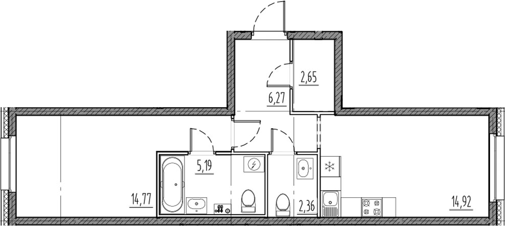 Планировка — Новый Московский, 2-комн., 46 м²
