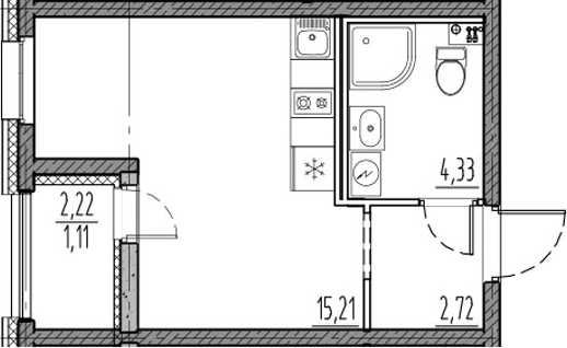 Планировка — Новый Московский, Студия, 22 м²