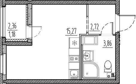 Планировка — Новый Московский, Студия, 22 м²