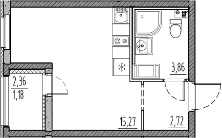 Планировка — Новый Московский, Студия, 22 м²