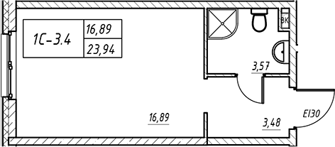 Планировка — Зум на Неве, Студия, 24 м²