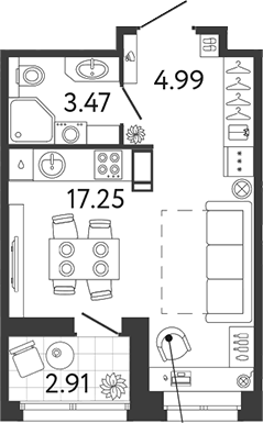 Планировка — Ultra City 3.0, Студия, 26 м²