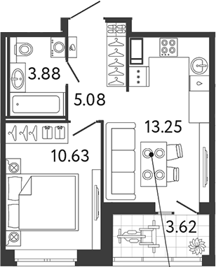 Планировка — Ultra City 3.0, 1-комн., 33 м²
