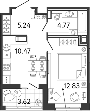 Планировка — Ultra City 3.0, 1-комн., 33 м²