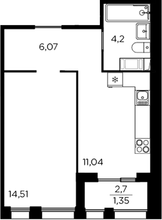 Планировка — RESPECT, 1-комн., 36 м²