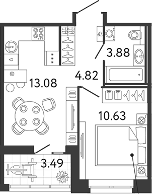 Планировка — Ultra City 3.0, 1-комн., 32 м²