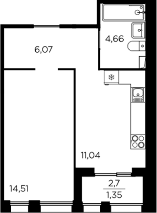 Планировка — RESPECT, 1-комн., 36 м²
