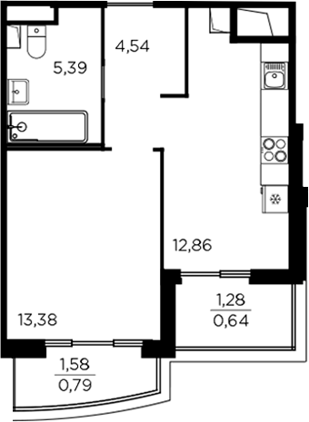 Планировка — RESPECT, 1-комн., 36 м²