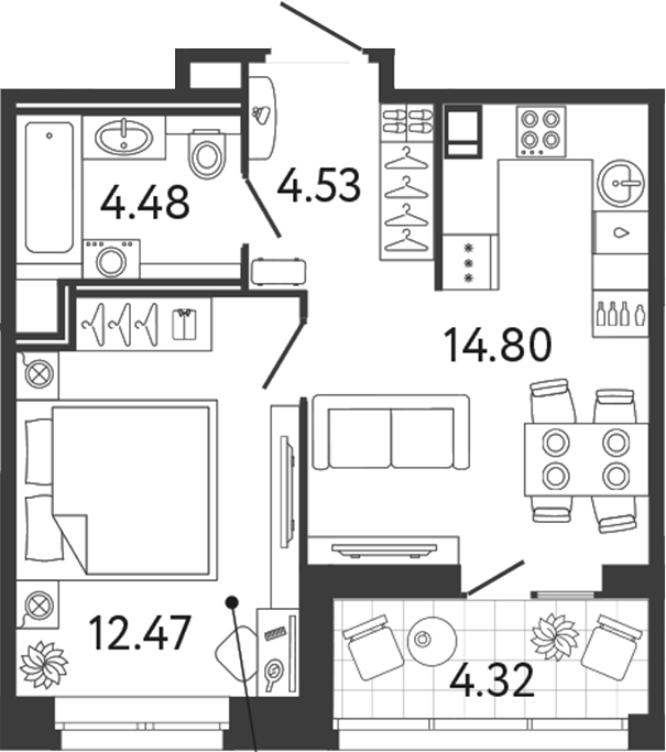 Планировка — Ultra City 3.0, 1-комн., 36 м²