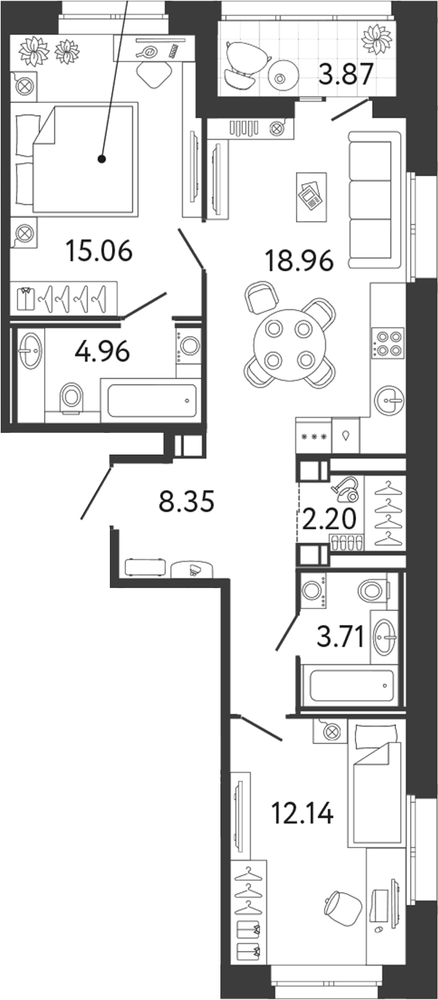 Планировка — Ultra City 3.0, 3-комн., 65 м²