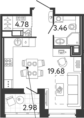 Планировка — Ultra City 3.0, Студия, 28 м²