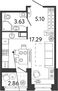 Планировка — Ultra City 3.0, Студия, 26 м²