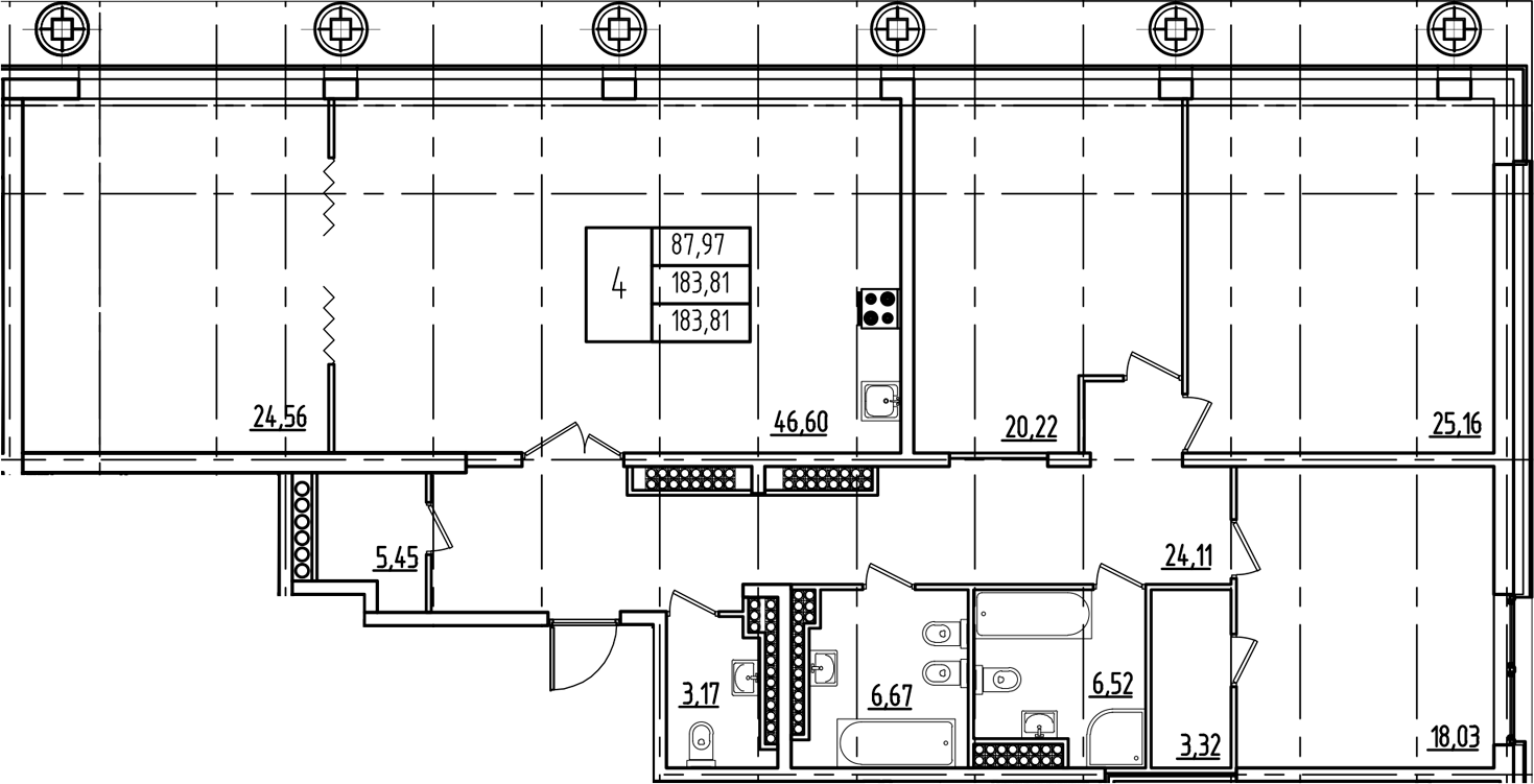 Планировка — Дефанс, 5-комн., 184 м²