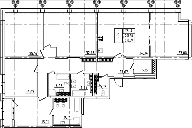 Планировка — Дефанс, 5-комн., 209 м²