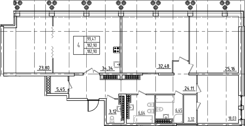 Планировка — Дефанс, 5-комн., 183 м²