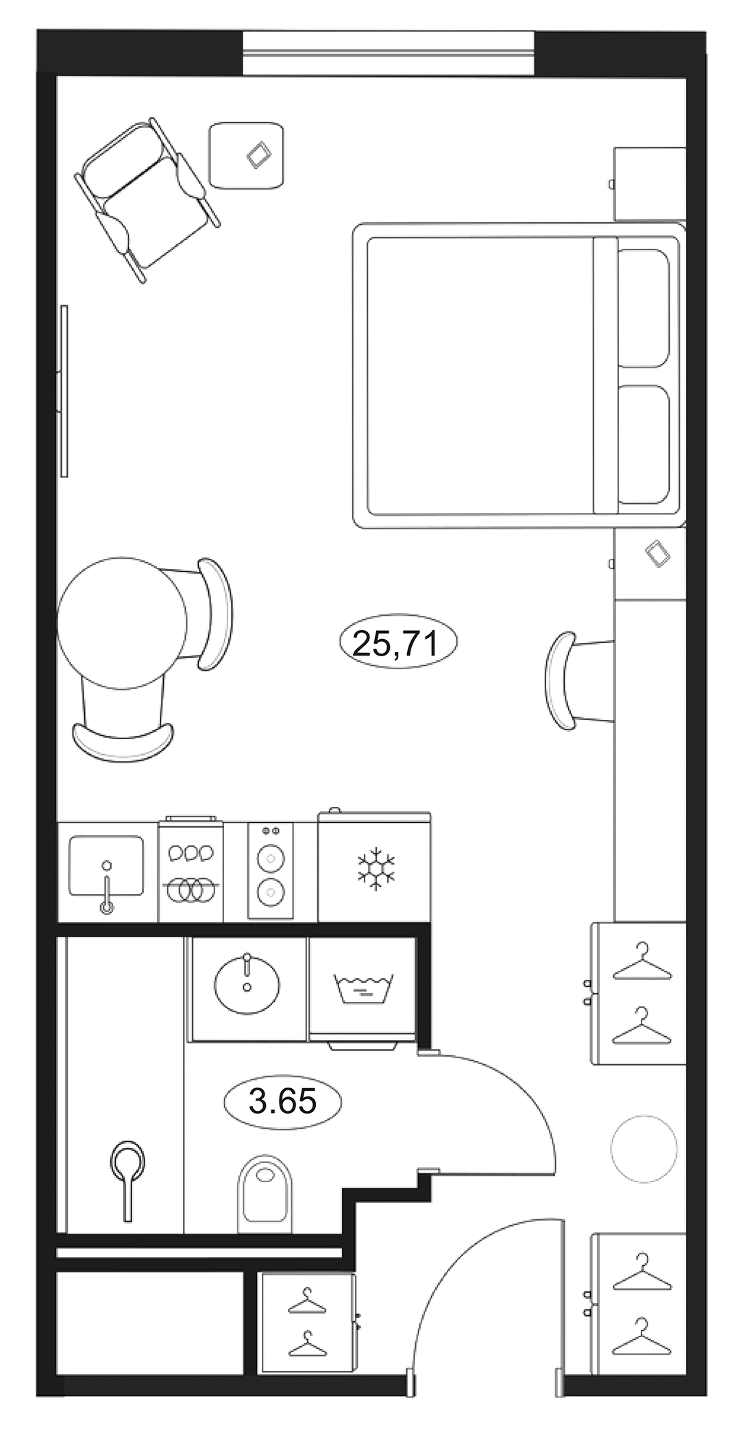Планировка — МФК SAAN, Студия, 29 м²
