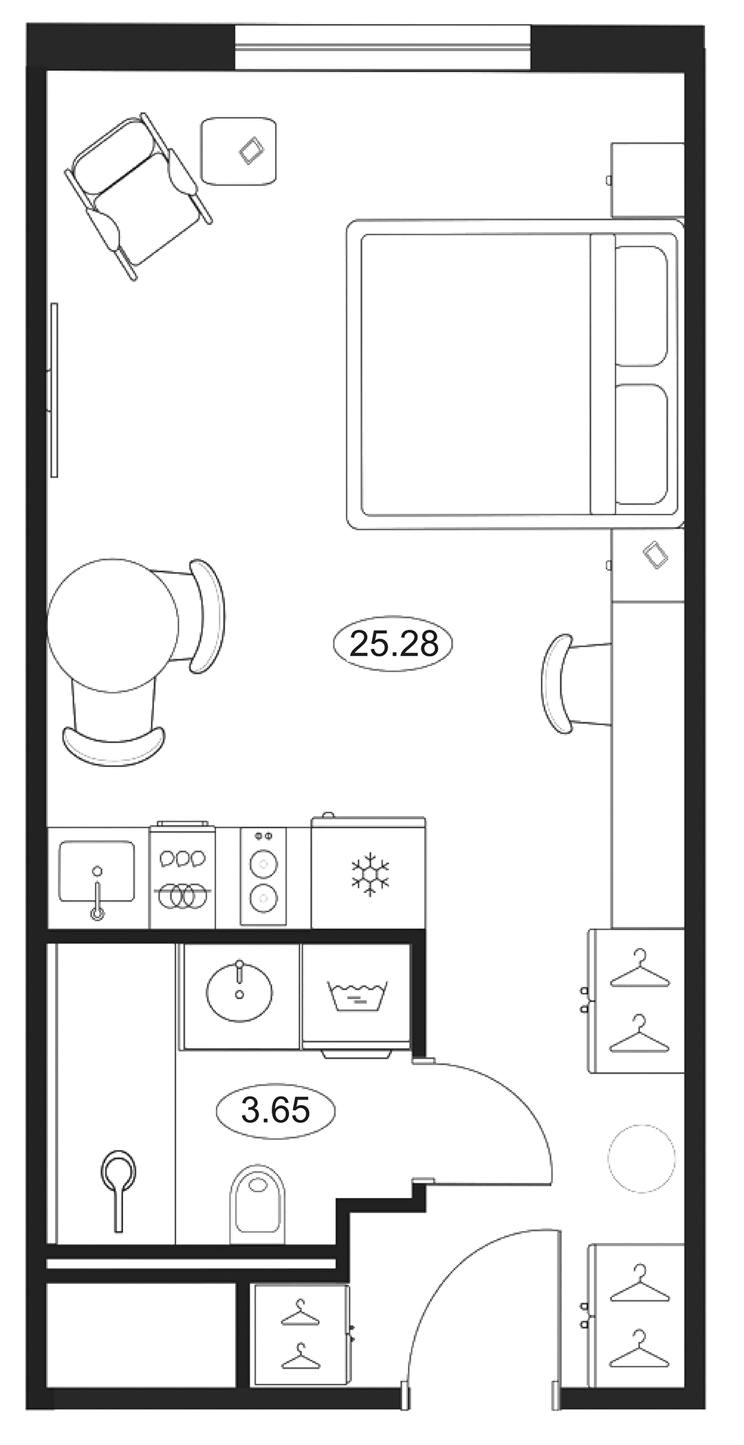 Планировка — МФК SAAN, Студия, 29 м²