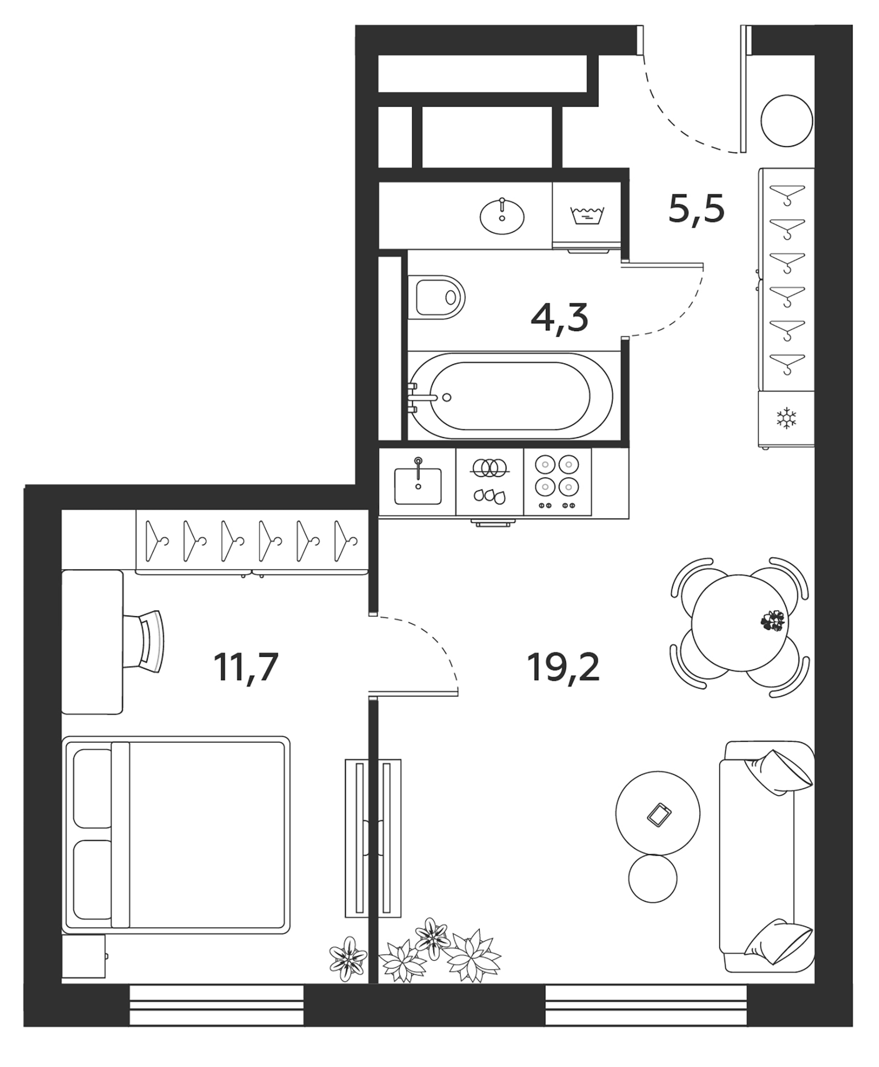 Планировка — МФК SAAN, 2-комн., 41 м²