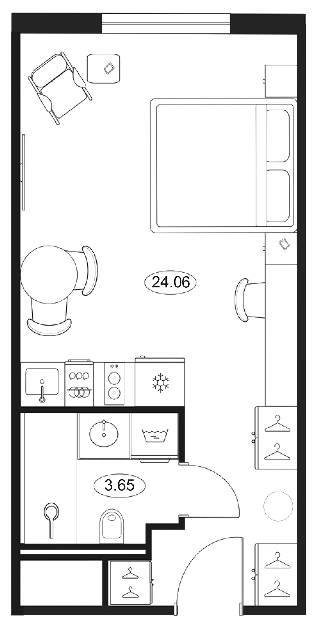 Планировка — МФК SAAN, Студия, 28 м²