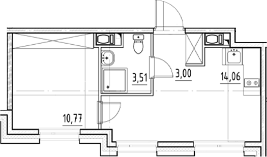 Планировка — Нигилист, 1-комн., 31 м²