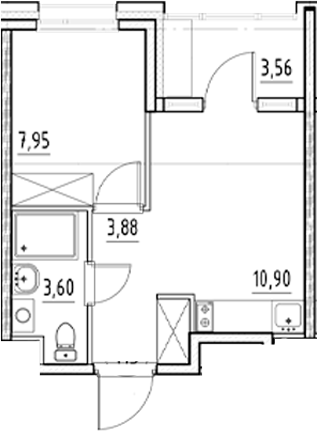 Планировка — Нигилист, 1-комн., 26 м²