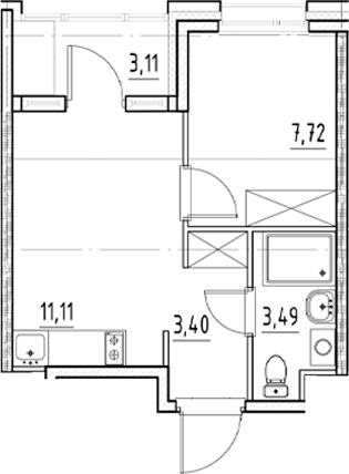 Планировка — Нигилист, 1-комн., 26 м²