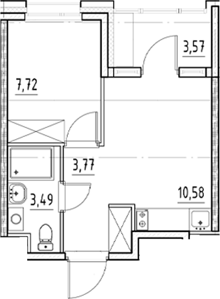 Планировка — Нигилист, 1-комн., 26 м²
