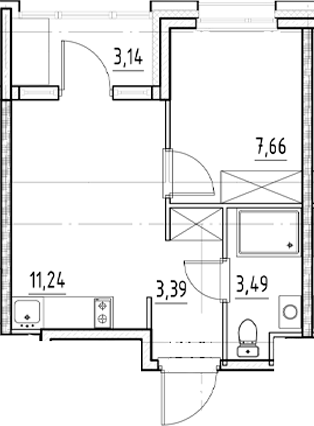 Планировка — Нигилист, 1-комн., 26 м²