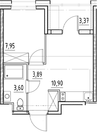 Планировка — Нигилист, 1-комн., 26 м²