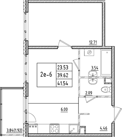 Планировка — ЛесART, 2-комн., 40 м²