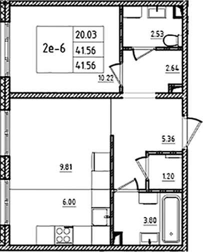 Планировка — ЛесART, 2-комн., 42 м²